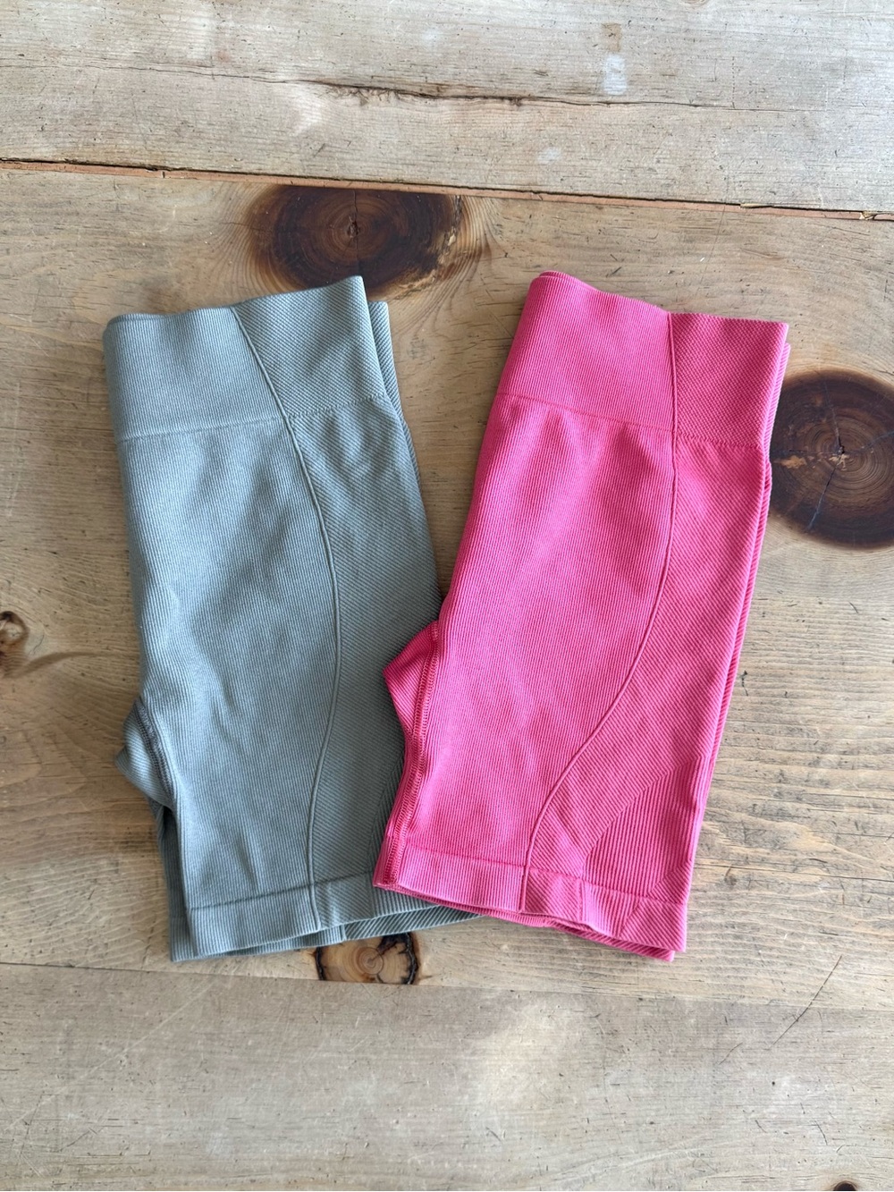 Set of 2 All In Motion Ribbed Bike Shorts in Pink and Grey- Size L 10/12
